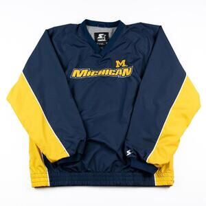 Y2K Starter Michigan Wolverines Pullover Jacket Mens Large Navy Yellow NCAA